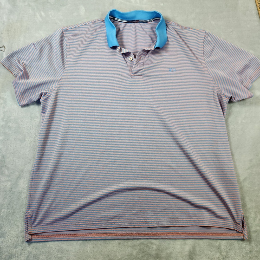 Southern Tide Polo Shirt Mens 2XL‎ Striped Tide To Trail Golf Preppy Performance